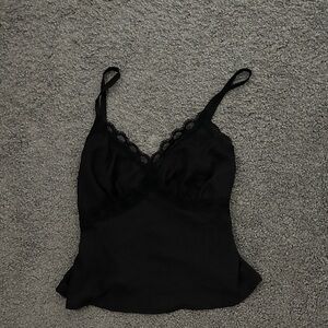Black Lace Trim Cami Tank Top